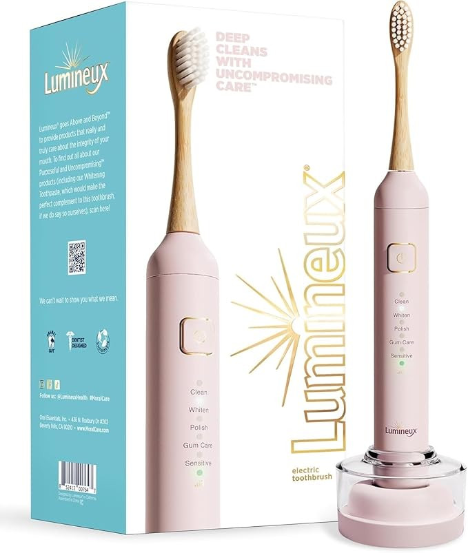 Lumineux Teeth Whitening Sonic Bamboo Electric Toothbrush for Adults - Includes 2 Soft Bristle Re... | Amazon (US)