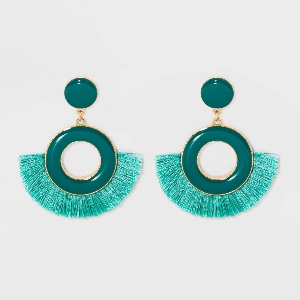 SUGARFIX by BaubleBar Fringe Flirty Hoop Earrings - Peacock Green, Women's | Target