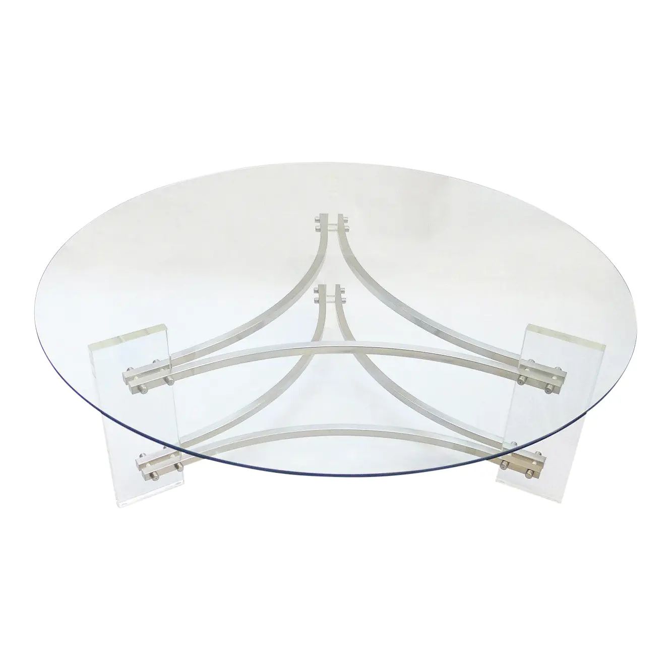 Glass & Lucite Coffee Table by Charles Hollis Jones | Chairish