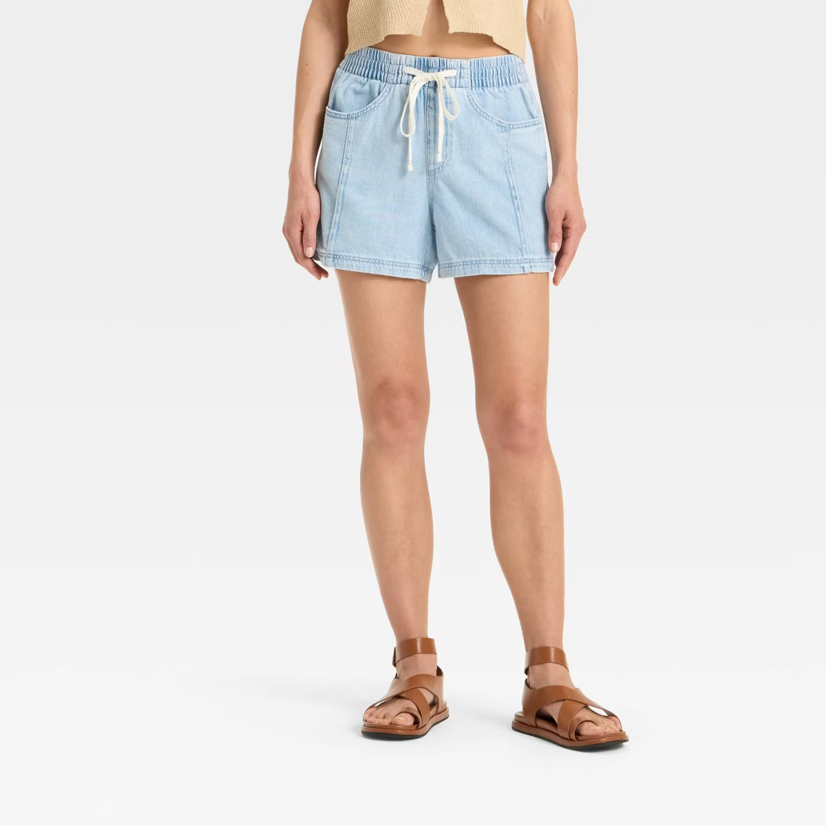 Women's High-Rise Drawstring Denim Beach Shorts - Universal Thread™ | Target