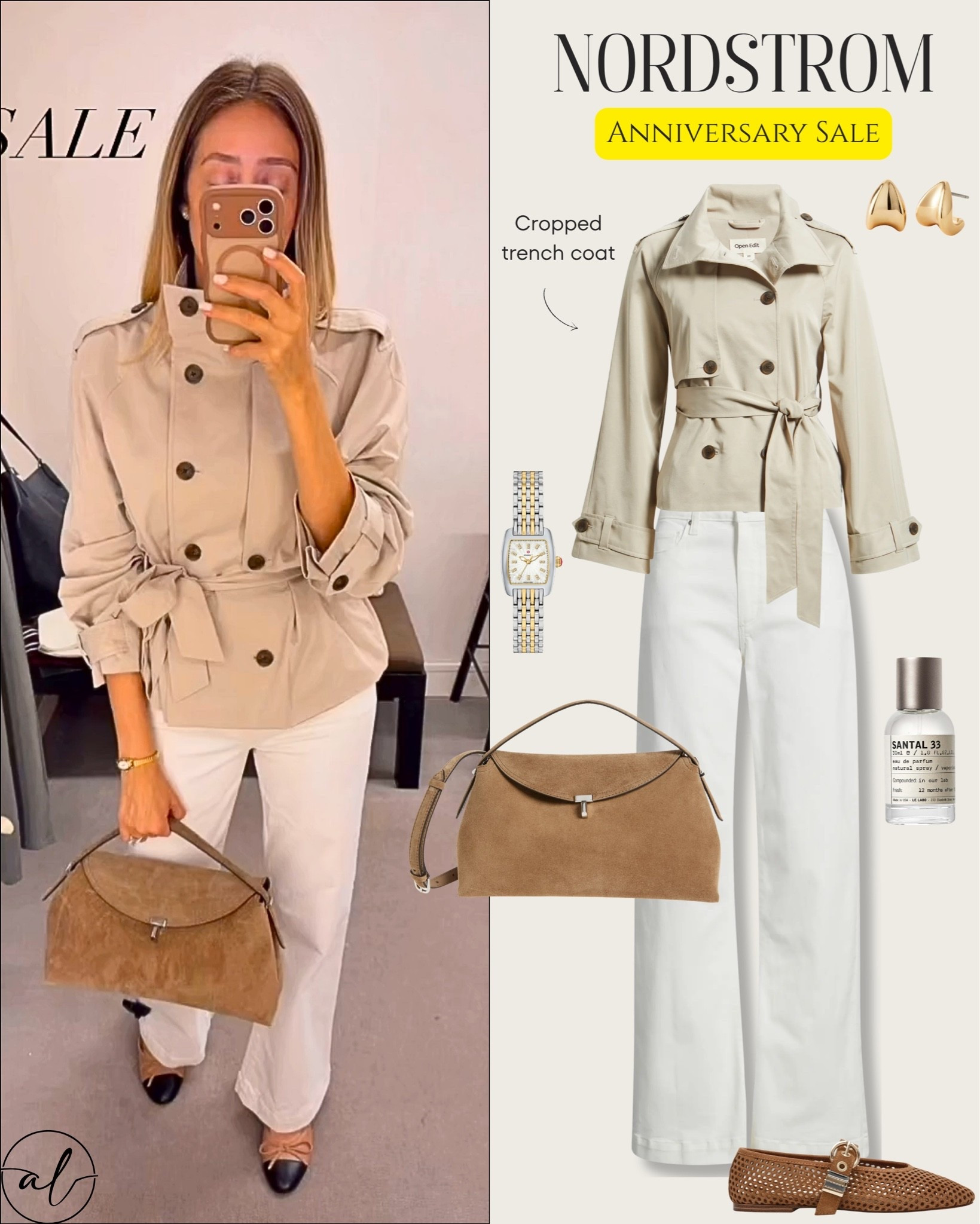 Nordstrom anniversary sale - elegant outfit, cropped trench coat, wide leg white jeans.

#LTKU #LTKootd #LTKSaleAlert