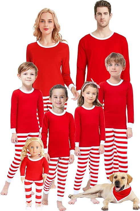 Matching Family Pajamas For Women Men Christmas Red Striped Jammies Holiday Cotton Pjs Clothes Mu... | Amazon (US)