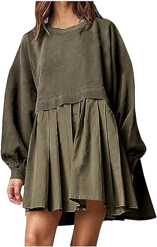 Womens Oversized Sweatshirt Dress 2023 Fall Fashion Long Sleeve Pullover Tops Relaxed Fit Sweatsh... | Amazon (US)