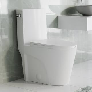 Swiss Madison St. Tropez 1-Piece 1.28 GPF Single Flush Elongated Toilet in White Glossy SM-1T273 ... | The Home Depot