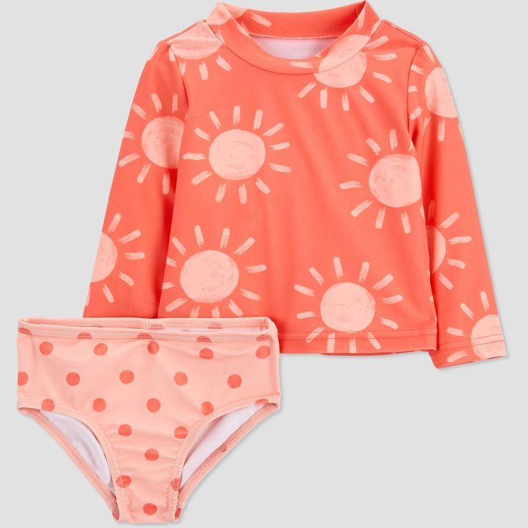 Carter's Just One You® Baby Girls' 2pc Sun Rash Guard Set - Orange | Target