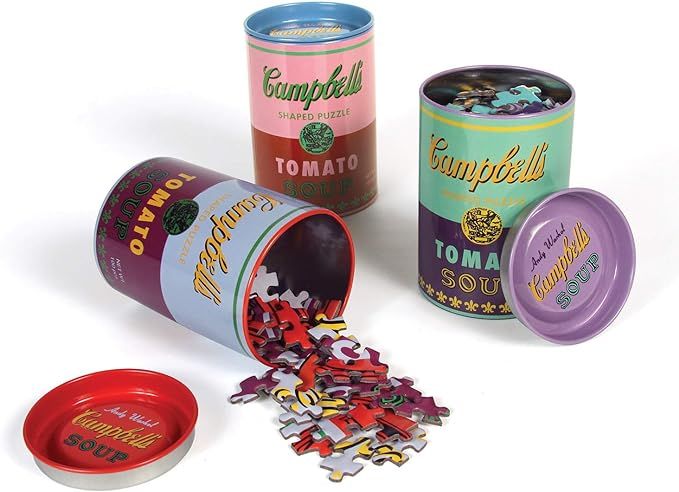 Andy Warhol Soup Cans Shaped Jigsaw Puzzles, Includes Three 100 Piece Puzzles, 5” x 8.25” Eac... | Amazon (US)