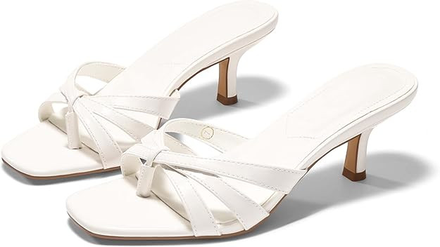 Coutgo Womens Strappy Kitten Heels Sandals Square Open Toe Flip Flops Slip On Slides Summer Dress... | Amazon (US)