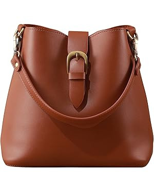 Town Bucket Vegan Leather Bag For Women Hobo Retro Faux Casual Purse Classic Vintage Simple Shoul... | Amazon (US)