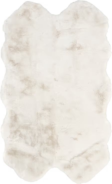 Off White Waverly Quarto Faux Sheepskin Pelt Plush Cloud Washable 3' 6" x 6' Area Rug | Rugs USA