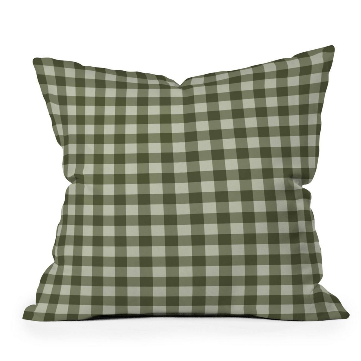 Colour Poems Gingham Pattern Moss Outdoor Throw Pillow Green - Deny Designs | Target