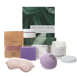 Natural Amor Spa Gift Set for Women – 6 PCS Self Care Relaxation Kit with Handmade Soap, Bath B... | Amazon (US)