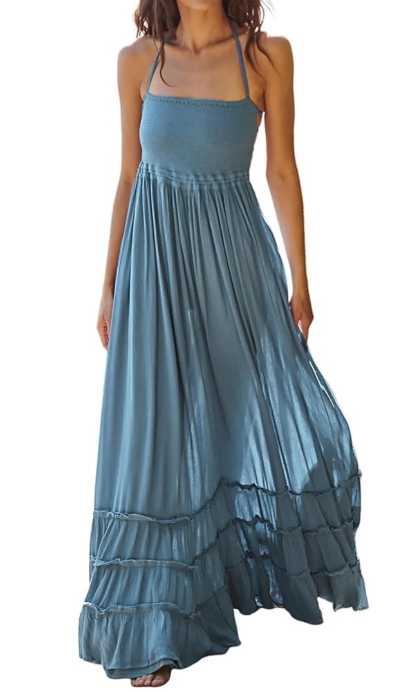R.Vivimos Womens Summer Boho Sexy Backless Long Dresses | Amazon (US)