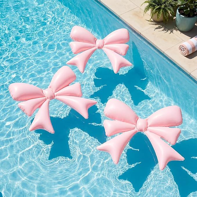 3 Pcs Inflatable Pink Bow Pool Floats for Adults, Large Pink Bow PVC Balloons Party Decorations f... | Amazon (US)