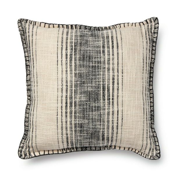 Better Homes & Gardens Reversible Stripe Decorative Square Pillow, 20" x 20", Black, Single Pillo... | Walmart (US)