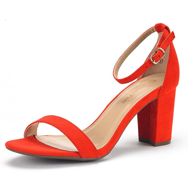 DREAM PAIRS Women's Chunk Low Heel Pump Sandals | Amazon (US)