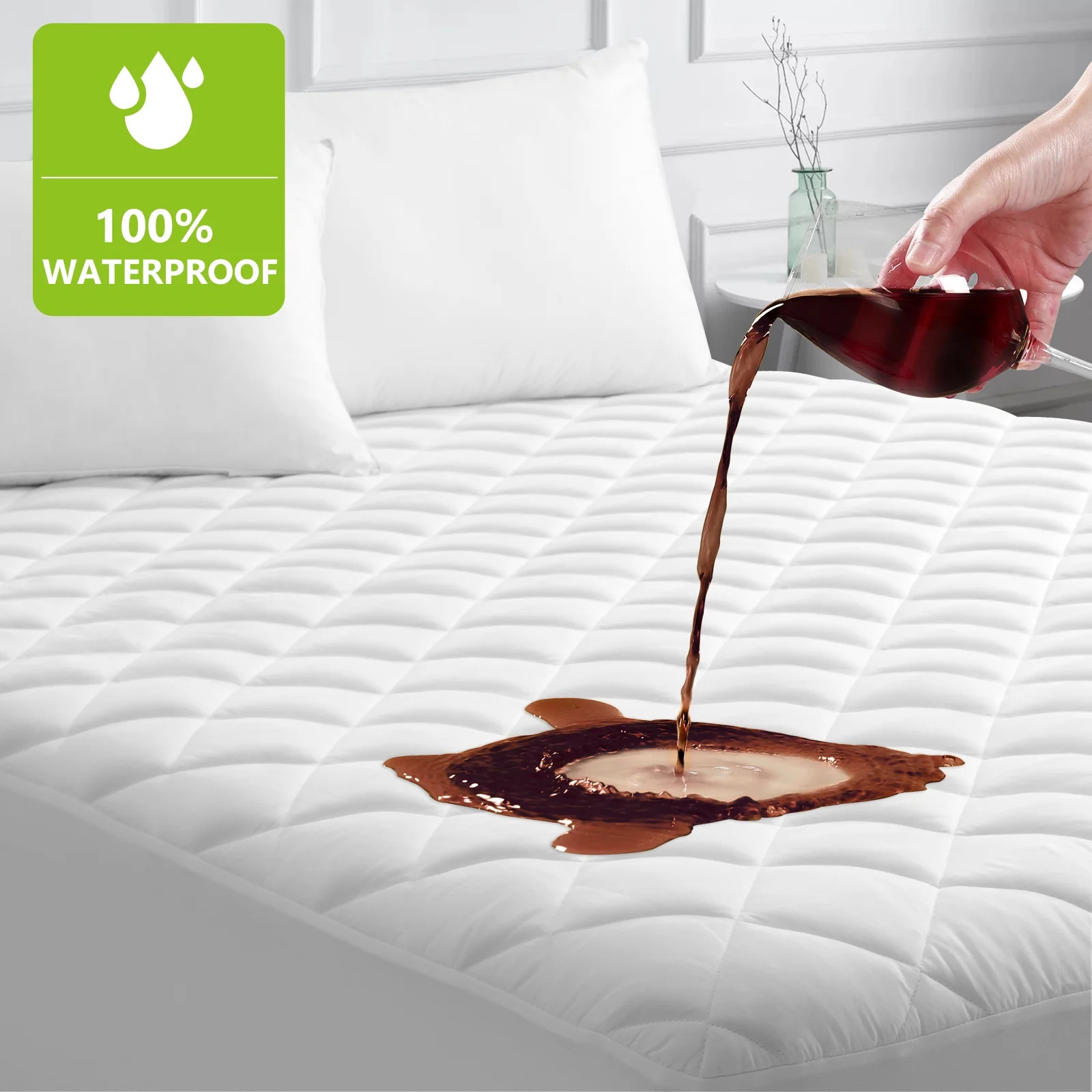 JPHOME Queen Size Quilted Fitted Mattress Pad Cover, 100% Waterproof Mattress Protector, Deep Poc... | Walmart (US)