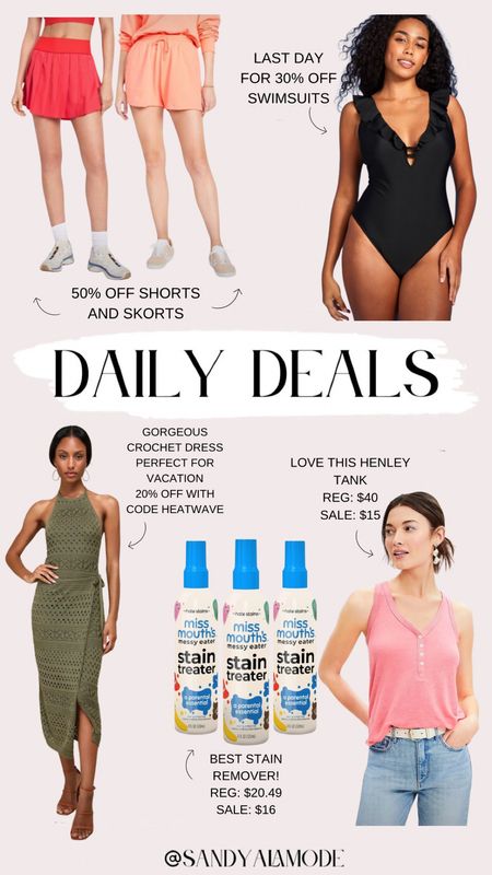 Daily deals // summer outfits // shorts //athletic skort// athletic wear // swimsuits // summer dress // Amazon miss mouth’s stain remover // Henley tank 

#LTKSaleAlert #LTKSeasonal