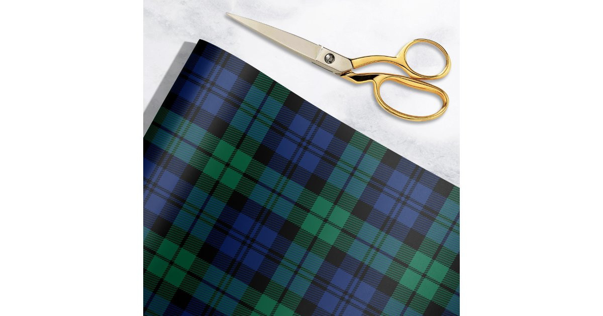 Classic Green and Blue Black Watch Plaid Holiday Wrapping Paper | Zazzle | Zazzle