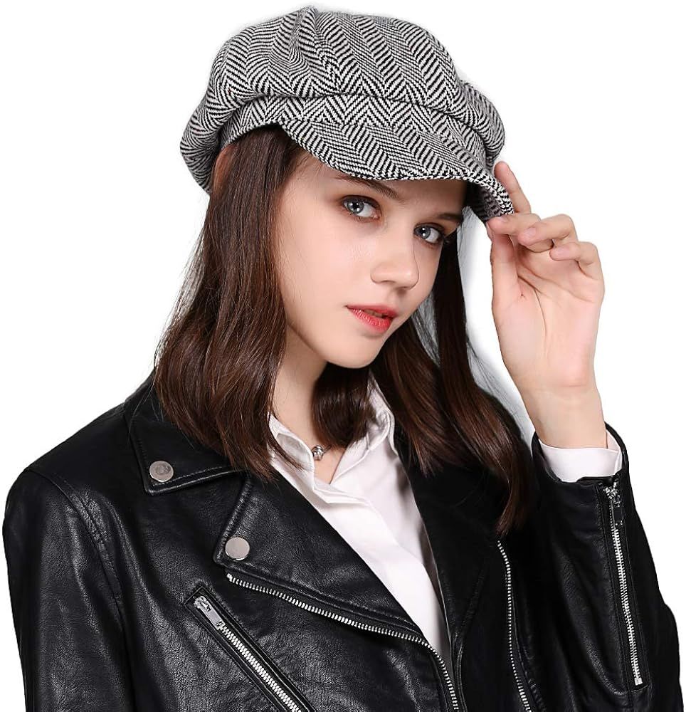 Comhats Womens Merino Fashion Newsboy Hats Wool Visor Beret Cabbie Cap Ladies | Amazon (US)
