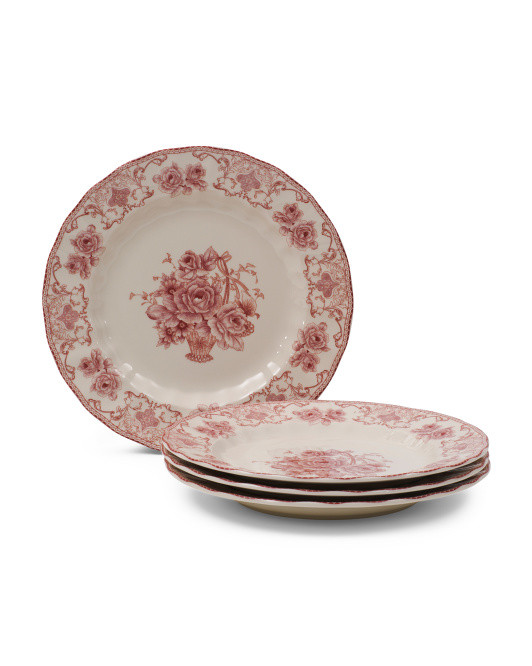 4pk Floral Pattern Dinner Plates | Marshalls