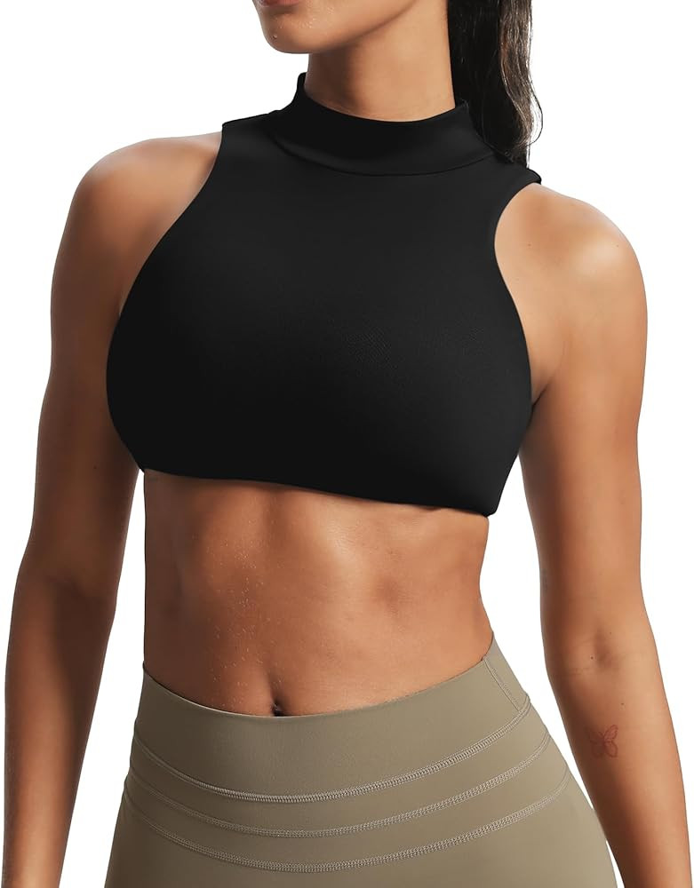 Aoxjox Women's Kim Cutout High Neck Tank Workout Sports Bras Fitness Training Gym Bra Yoga Crop | Amazon (US)