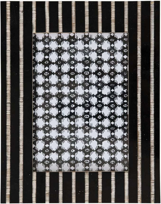 Creative Co-Op Resin and Horn Photo Stripes Picture Frame, 8" L x 1" W x 10" H, Black | Amazon (US)