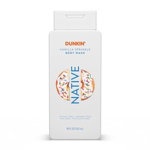 Native Body Wash, Dunkin Vanilla Sprinkle, Contains Naturally Derived Ingredients | For Women & Men, Sulfate, Paraben, & Dye Free Leaving Skin Soft and Hydrated | 18 oz | Amazon (US)