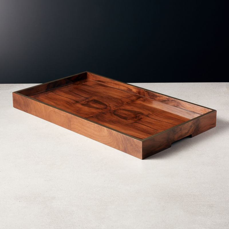 Marq Rectangular Burl Wood Tray + Reviews | CB2 | CB2
