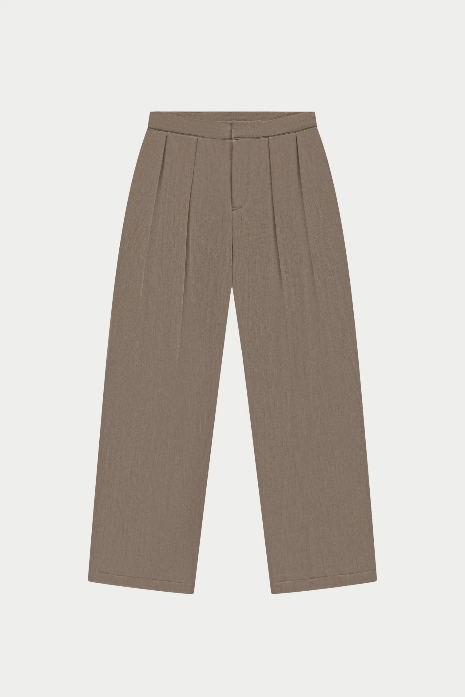 MID RISE PLEATED TROUSERS - MUSHROOM | The Couture Club