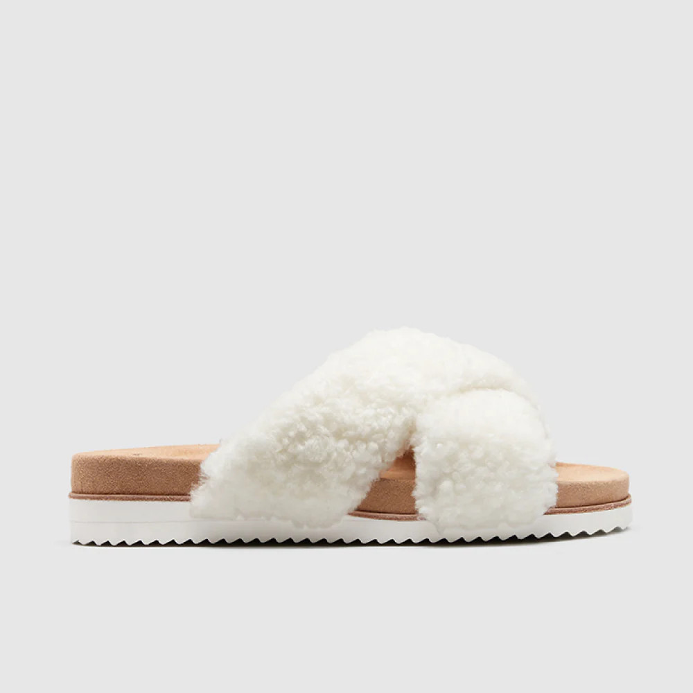 Rebel Cream Shearling Slides | FRANKIE4 | FRANKIE4