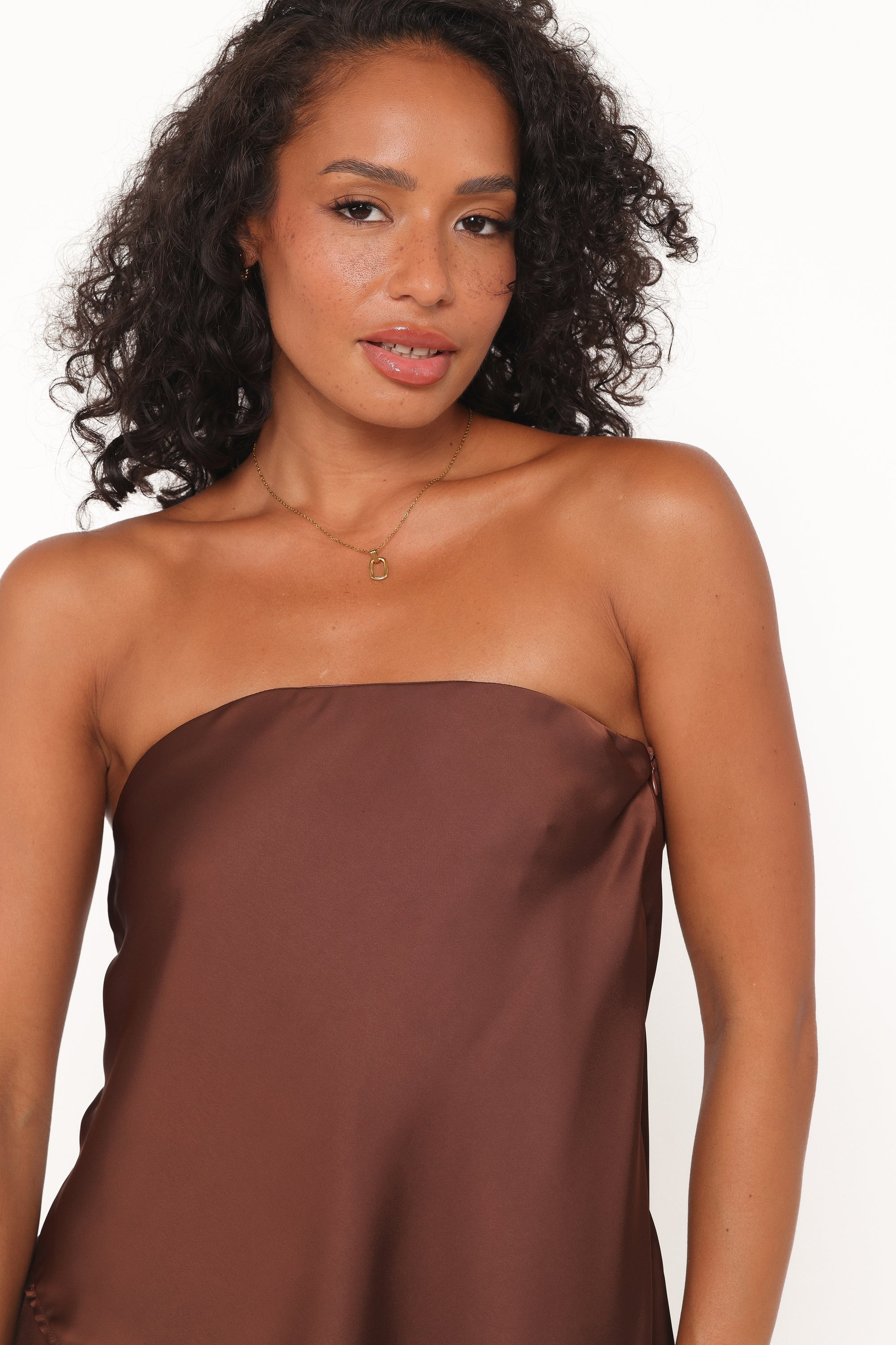 Charmer Asymmetrical Longline Strapless Top - Dark Brown | Petal & Pup (US)