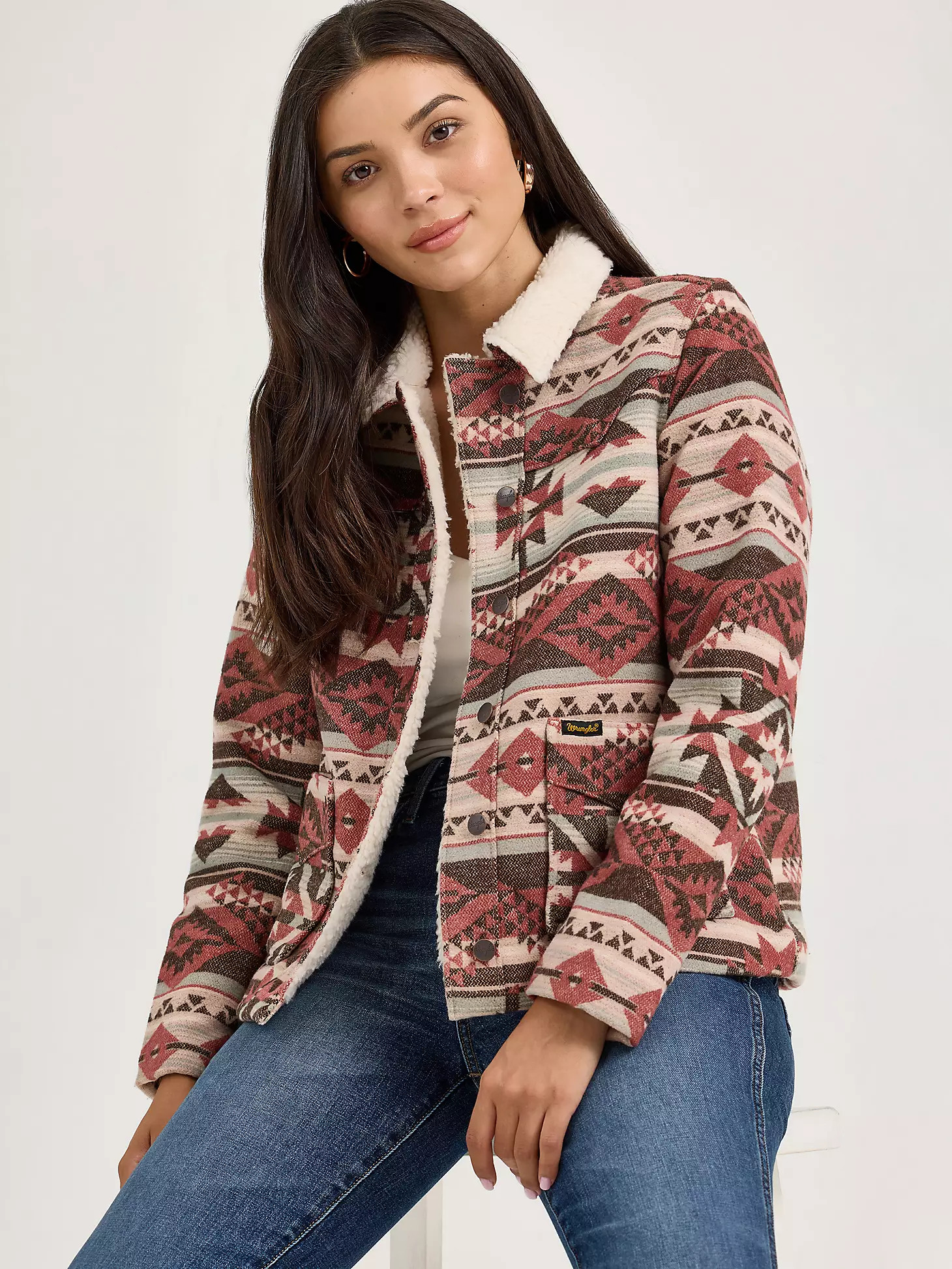 Women's Wrangler® Sherpa Lined Jacquard Barn Jacket | Wrangler