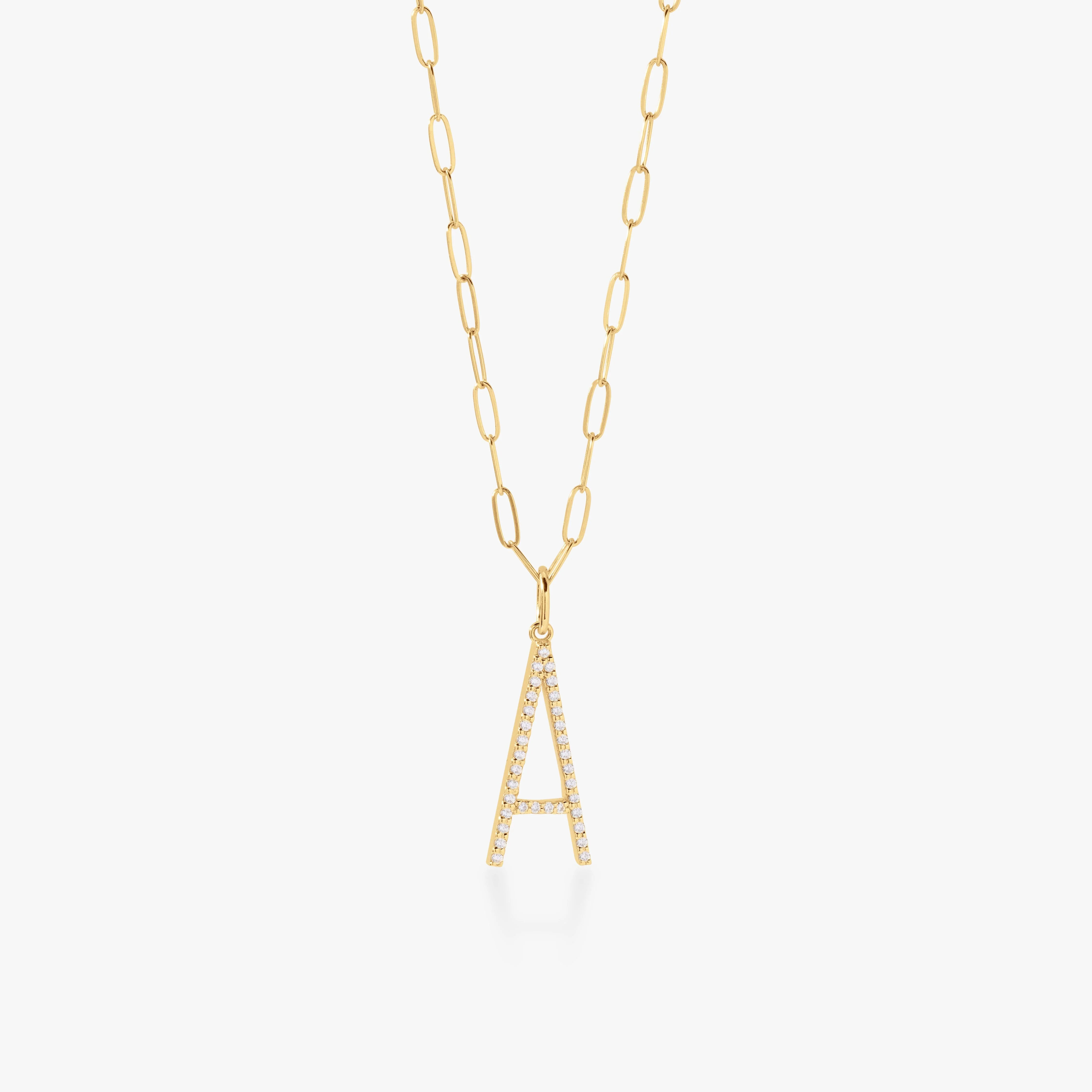 Pavé Elongated Initial Necklace | Tiny Tags (US)