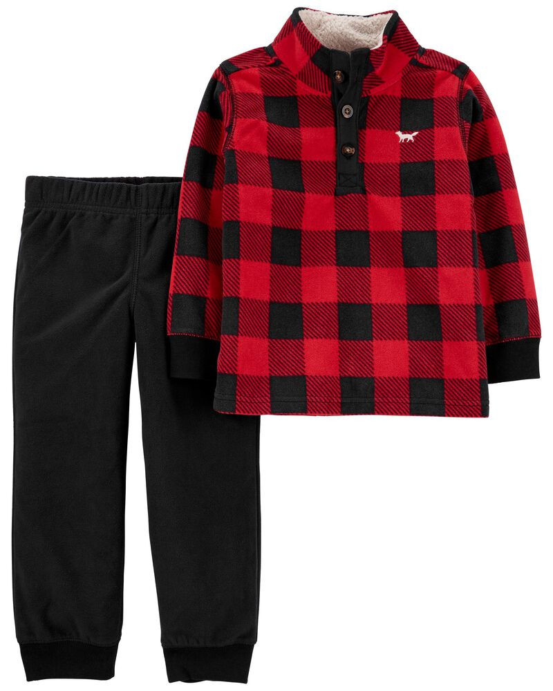 2-Piece Buffalo Check Fleece Pullover & Pant Set | Carter's