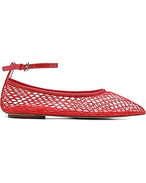 Mesh Ankle Strap Flats for Women Round Toe Ballet Flats Shoes,Casual Mary Jane Flats Comfortable ... | Amazon (US)