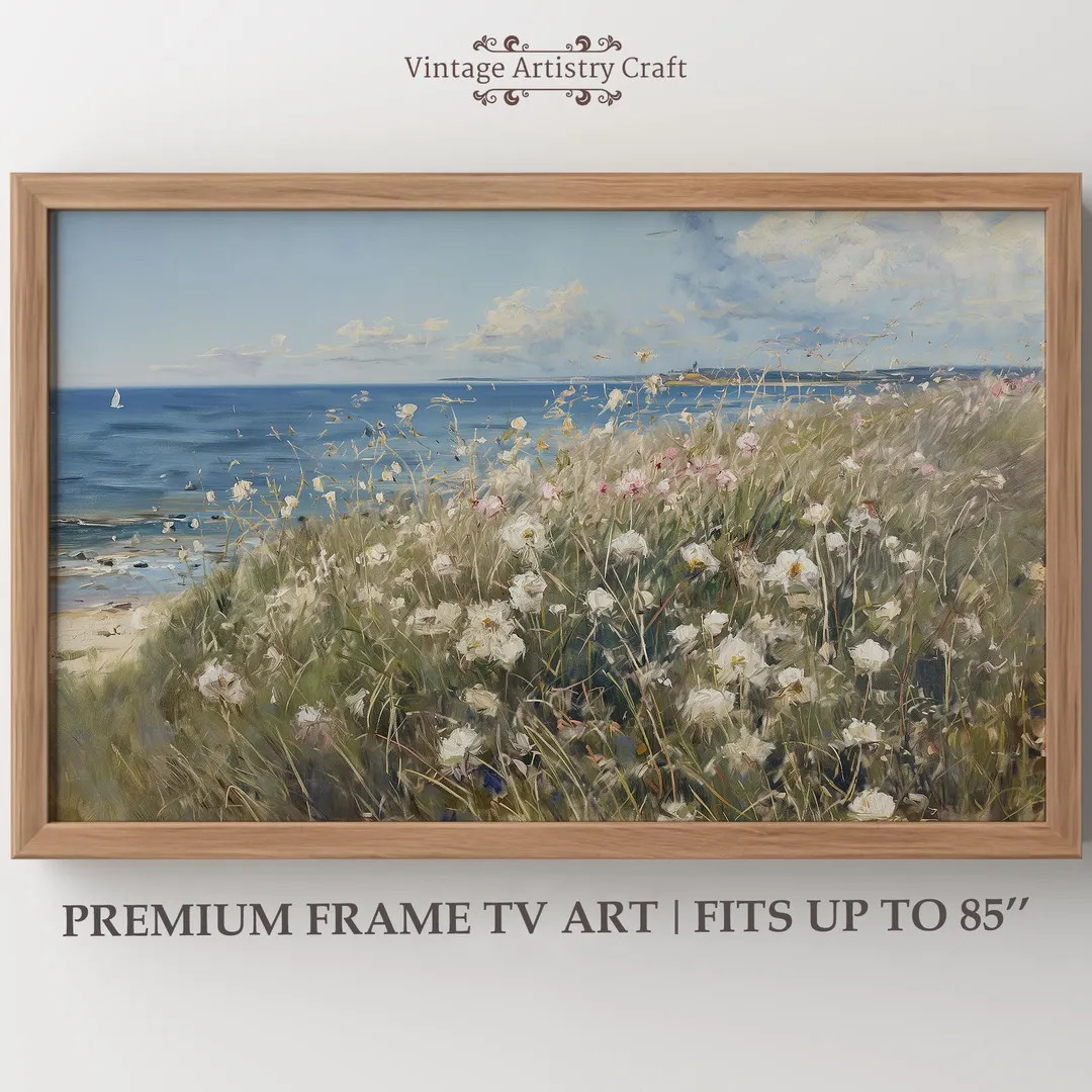 Coastal Wildflower TV Art Summer TV Art Samsung Frame TV Art Spring Beach Decor Vintage Seaside R... | Etsy (US)