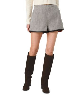 French Connection Women's Speckled Herringbone Mid-Rise Shorts - Taupe/cocoa Brown | Macy's