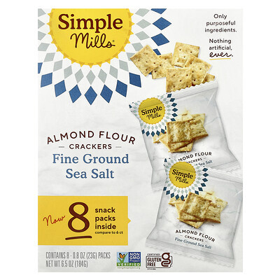 Simple Mills, Almond Flour Crackers, Fine Ground Sea Salt, 8 Packs, 0.8 oz (23 g) Each | iHerb