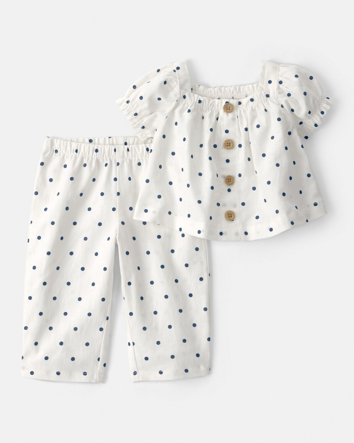 Baby Girl 2-Piece Polka Dot Short-Sleeve Tee & Pant Set - White | Carter's Inc