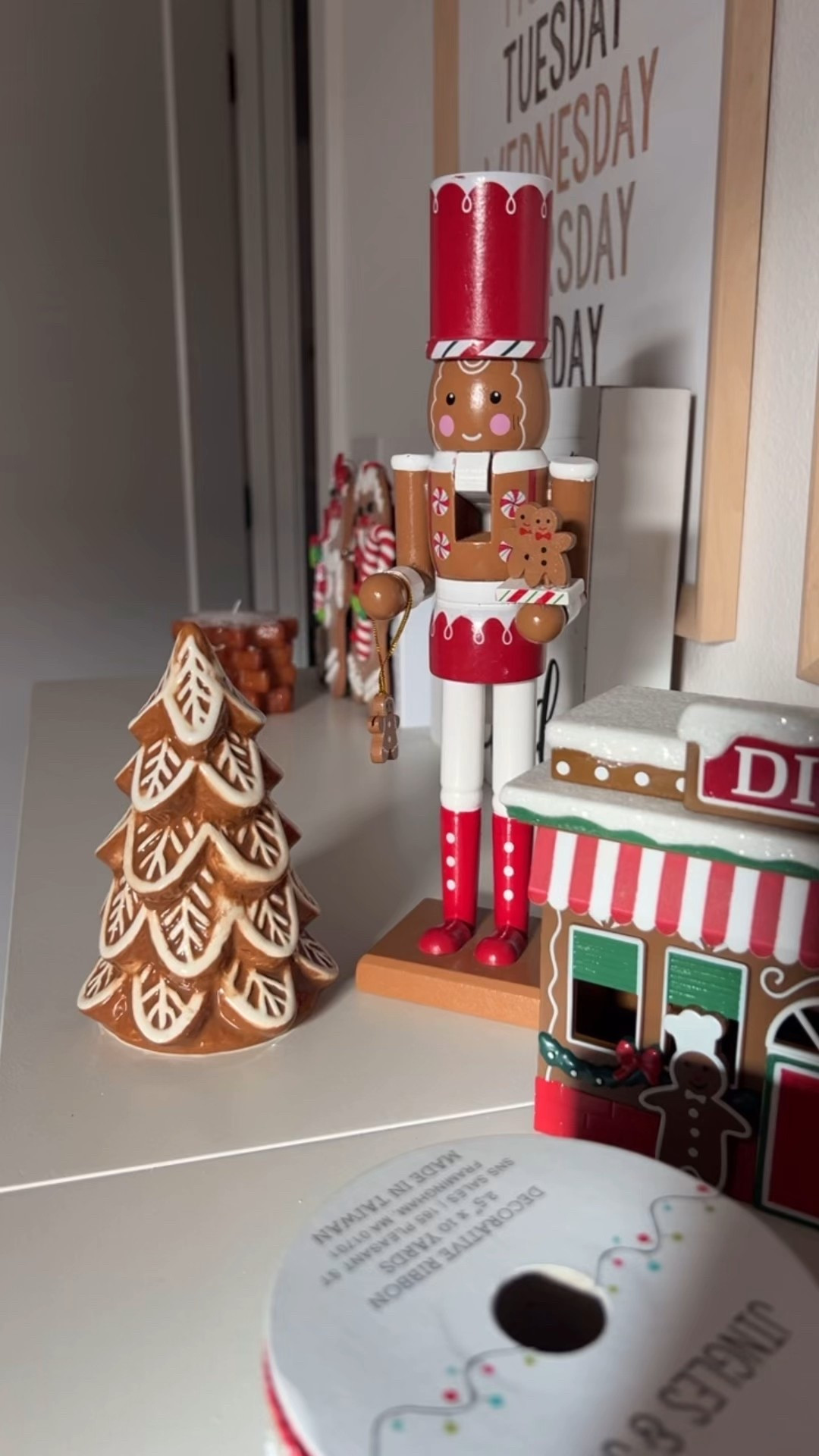 Gingerbread themed playroom! Gingerbread ribbon, gingerbread nutcracker, gingerbread village

#LTKHome #LTKHoliday