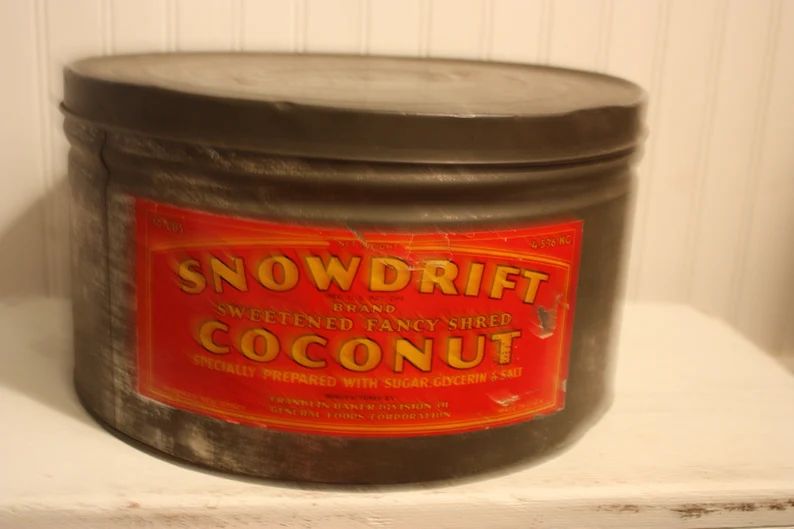 Vintage Snowdrift Coconut Tin Large Vintage Galvanized Tin | Etsy | Etsy (US)