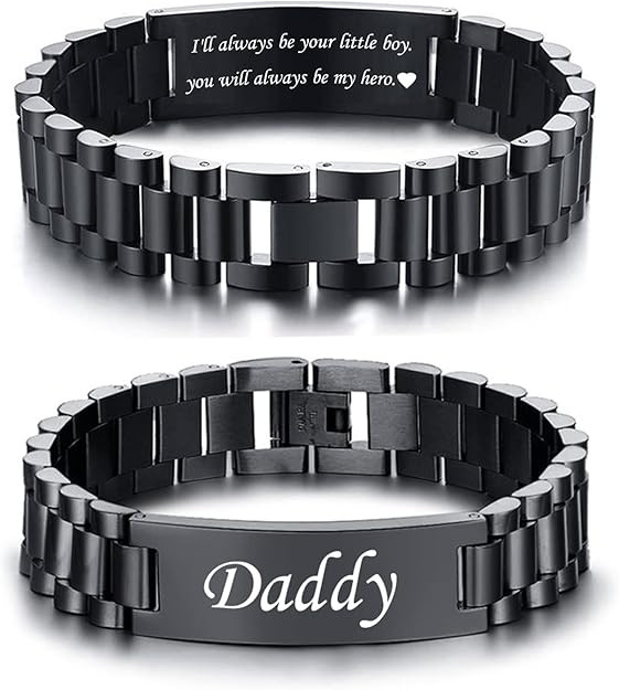 VNOX Masculine Watch Band Stainless Steel Link Bracelet Personalized Jewelry Gift for Men DAD Fat... | Amazon (US)