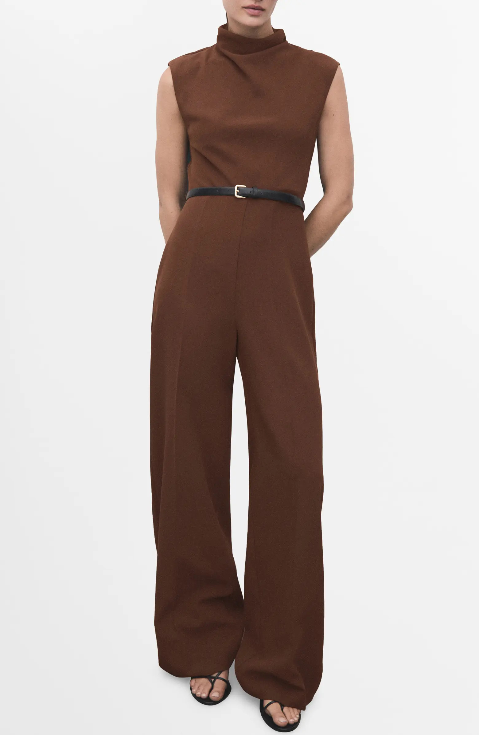 Drape Neck Belted Jumpsuit | Nordstrom