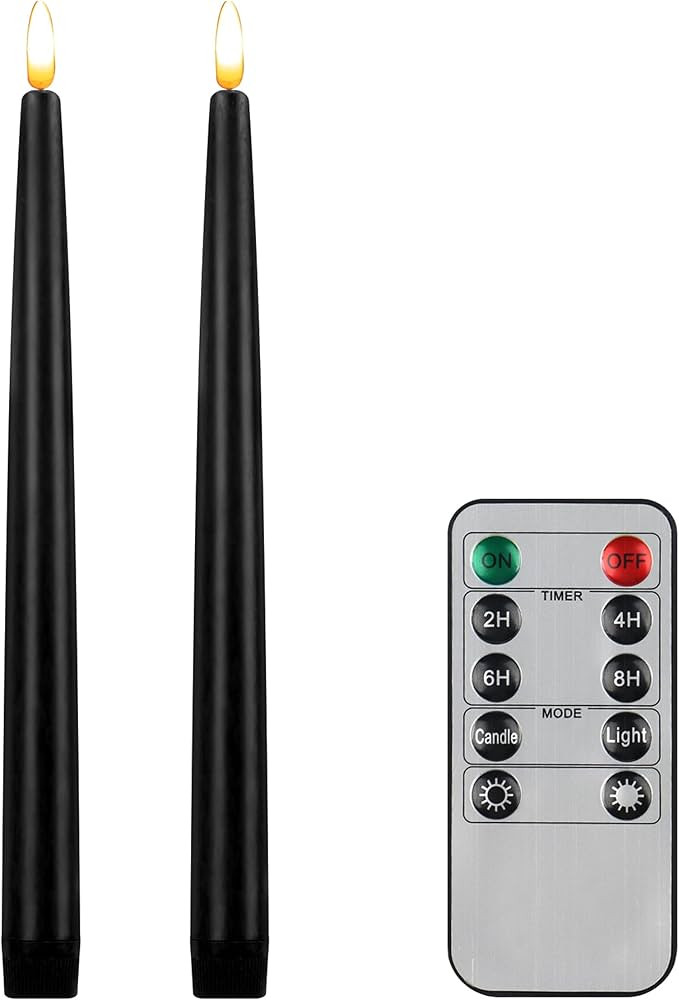 CVHOMEDECO. Flameless Taper Candles with 10-Key Remote, Battery Operated Led Flickering 3D Wick W... | Amazon (US)