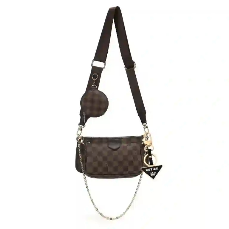 BUTIED Women Checkered Crossbody Leather Shoulder Handbags, Brown | Walmart (US)