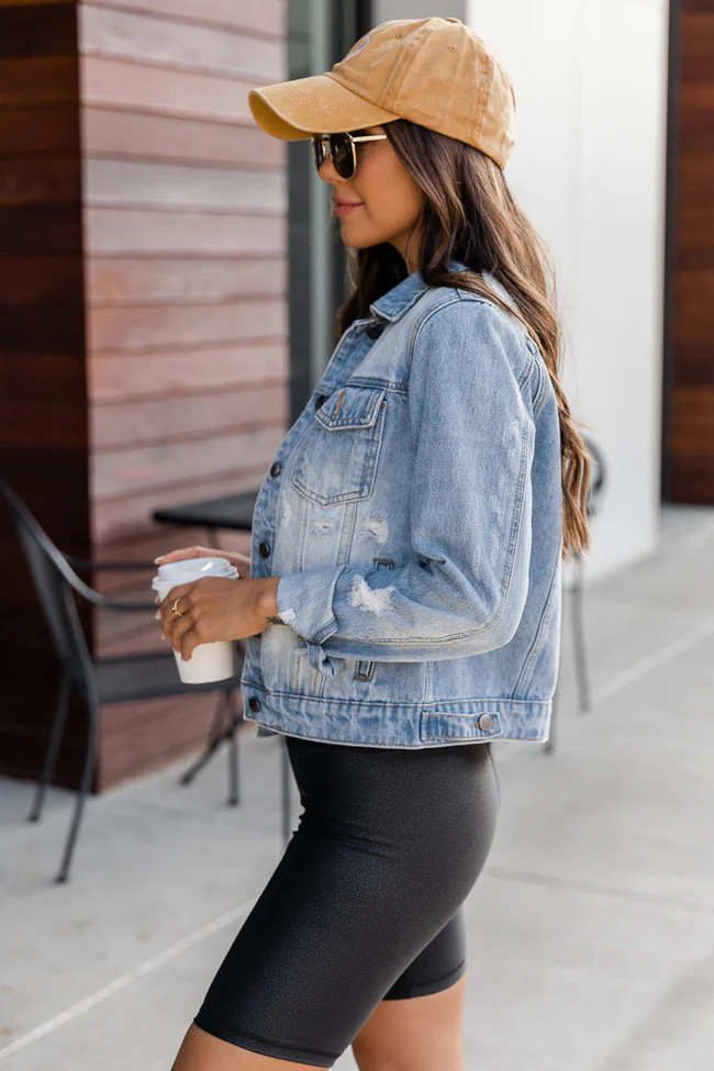 Stay Beautiful Medium Wash Denim Jacket | Pink Lily