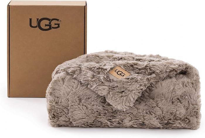 UGG Adalee Throw Blanket for Bed, Faux Fur Blanket, 50" x 70", Brown | Amazon (US)