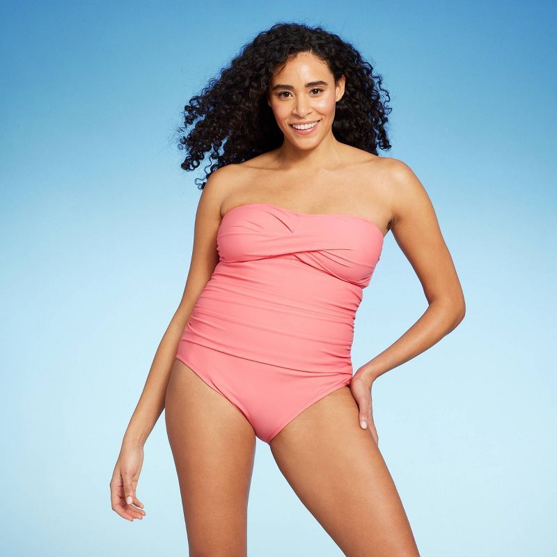 Women's Twist-Front Bandeau Classic One Piece Swimsuit - Kona Sol™ | Target