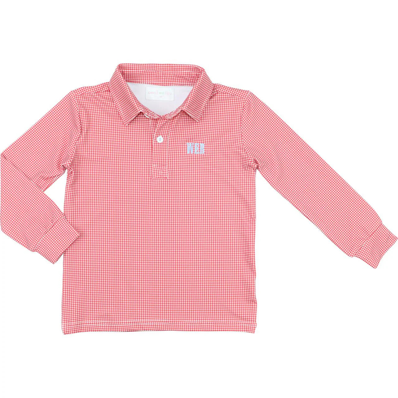 Red Gingham Knit Polo | Cecil and Lou