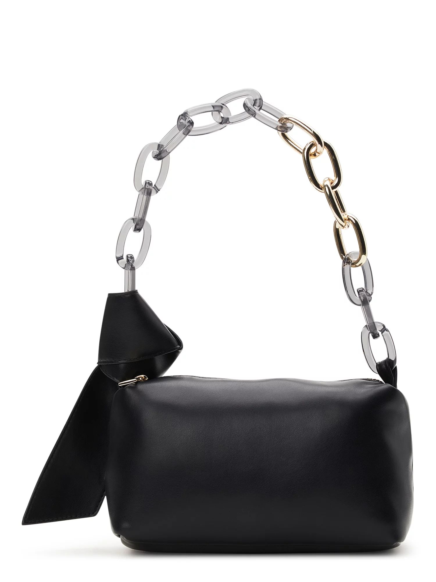 No Boundaries Women's Shoulder Handbag with Chain Strap, Black - Walmart.com | Walmart (US)
